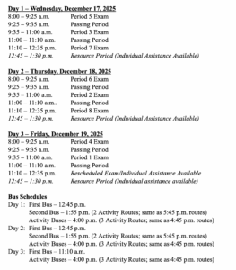 Final Exam Schedule 1st Semester 2025